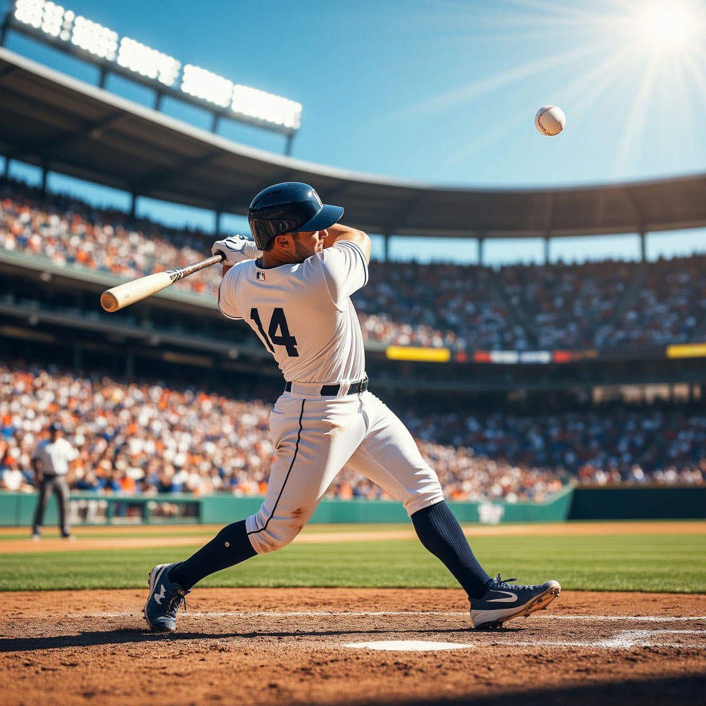 Baseball player hitting
